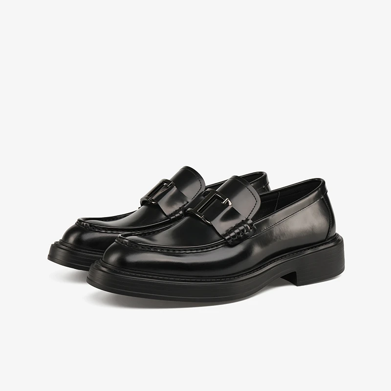 新款商务休闲皮鞋时尚百搭乐福鞋舒适透气一脚蹬男鞋商务厚底5377