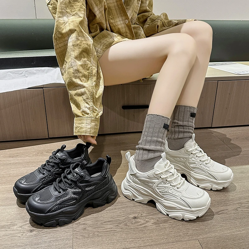 百搭时尚新款纯色ins潮酷松糕厚底休闲老爹鞋XA1805