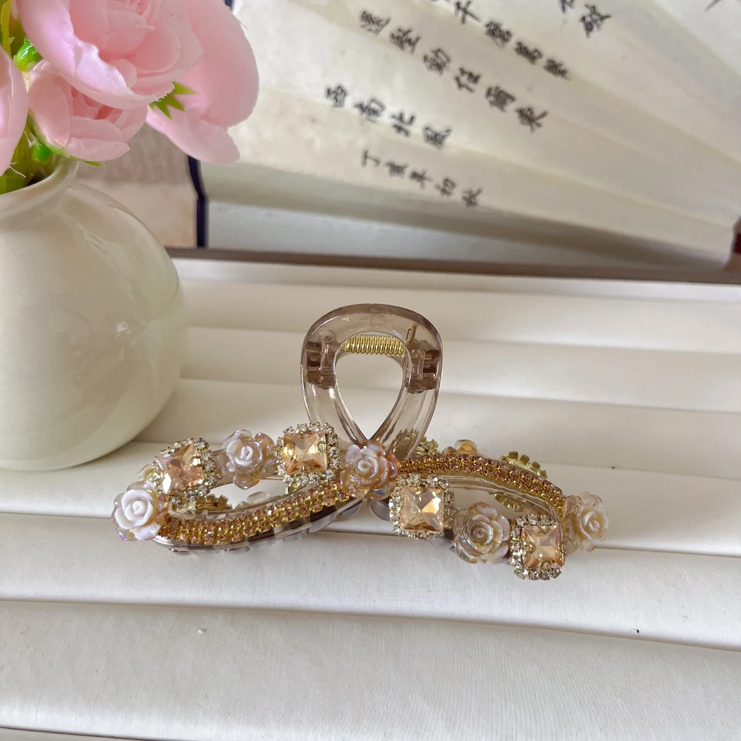 【lulu】气质发夹小香风时尚高贵赫本风盘发发卡发量鲨鱼发夹9cmc33