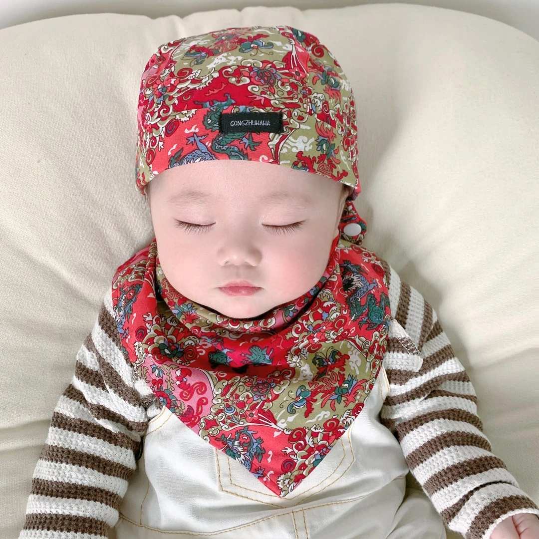 婴儿海盗帽子男宝宝儿童春秋季新生儿薄款头巾帽12个月地主帽女童