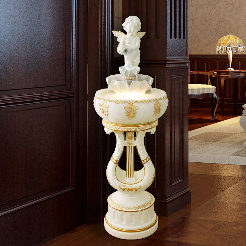 欧式加湿器摆件客厅落地家居装饰品流水喷泉欧式家用招财鱼缸摆件