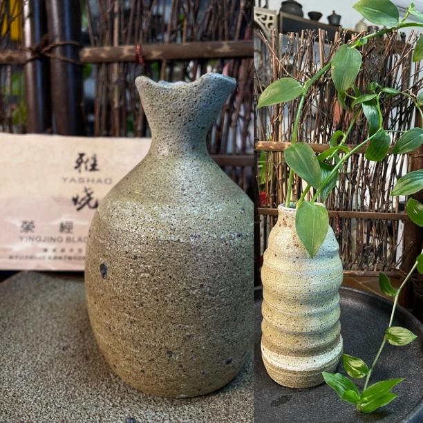 林氏黑砂手工花器迷你陶瓷花瓶禅意花器茶桌摆件随机发货