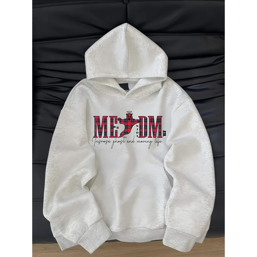 STA.MEDM联名纯棉美式秋冬小恶魔加绒套头情侣休闲宽松连帽卫衣男