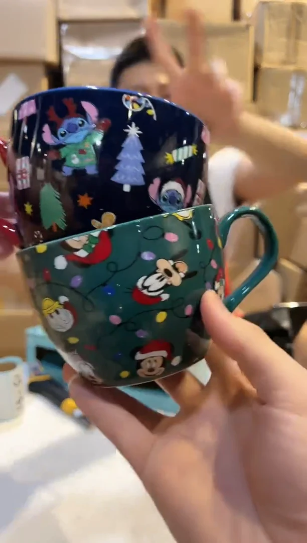 【闪购商品】陶瓷杯蓝色原盒米奇史迪仔咖啡对杯