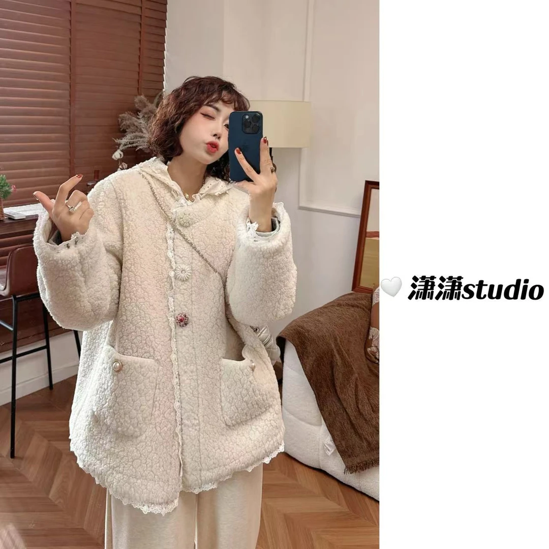 【小香小姐】潇潇又厚又软面料重工定制扣子大版型毛毛外套XS2270