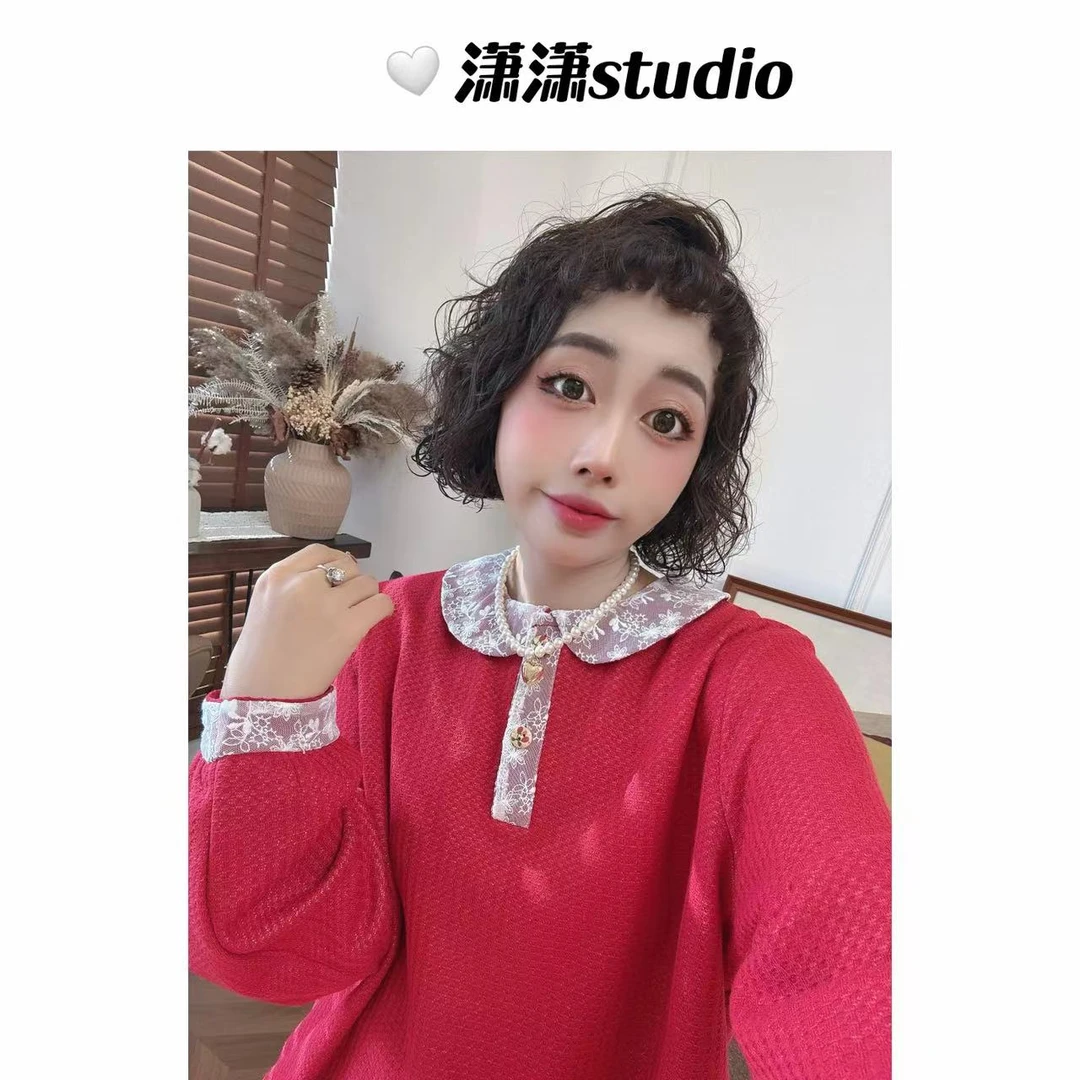 【小家碧玉】【内里加绒】潇潇刺绣小娃娃领内里加绒百搭卫衣XM1003