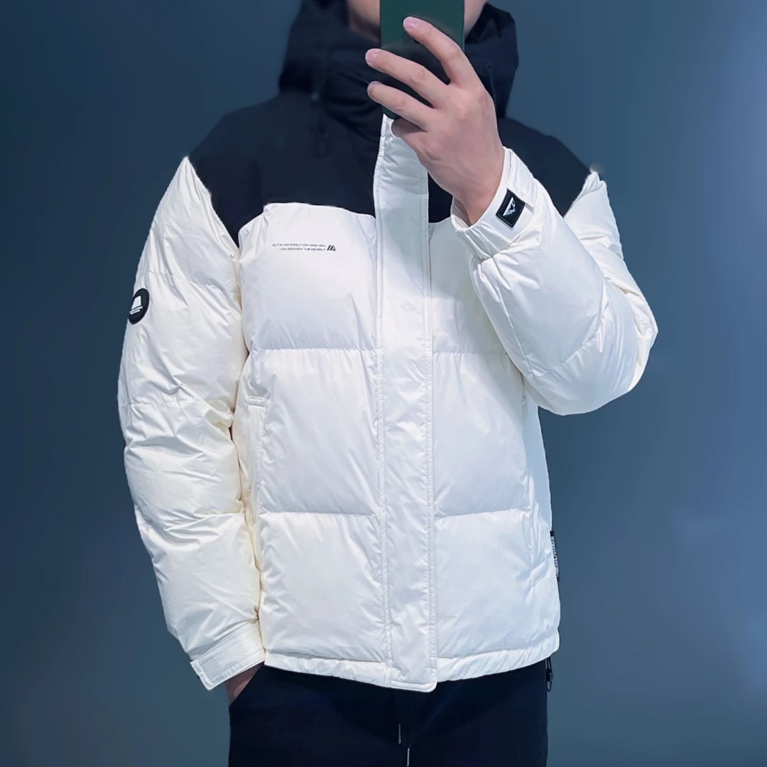 24年秋冬季韩版双拼色连帽羽绒服休闲百搭加绒加厚情侣款面包服