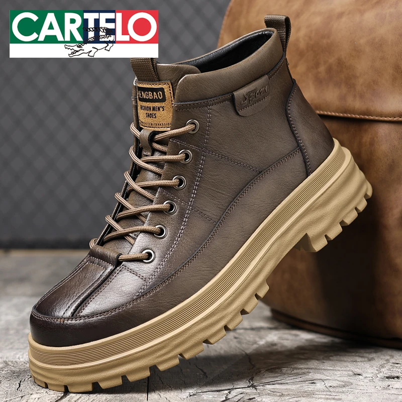 卡帝乐鳄鱼马丁靴男款冬季棉鞋加绒雪地靴高帮男鞋工装靴子皮靴