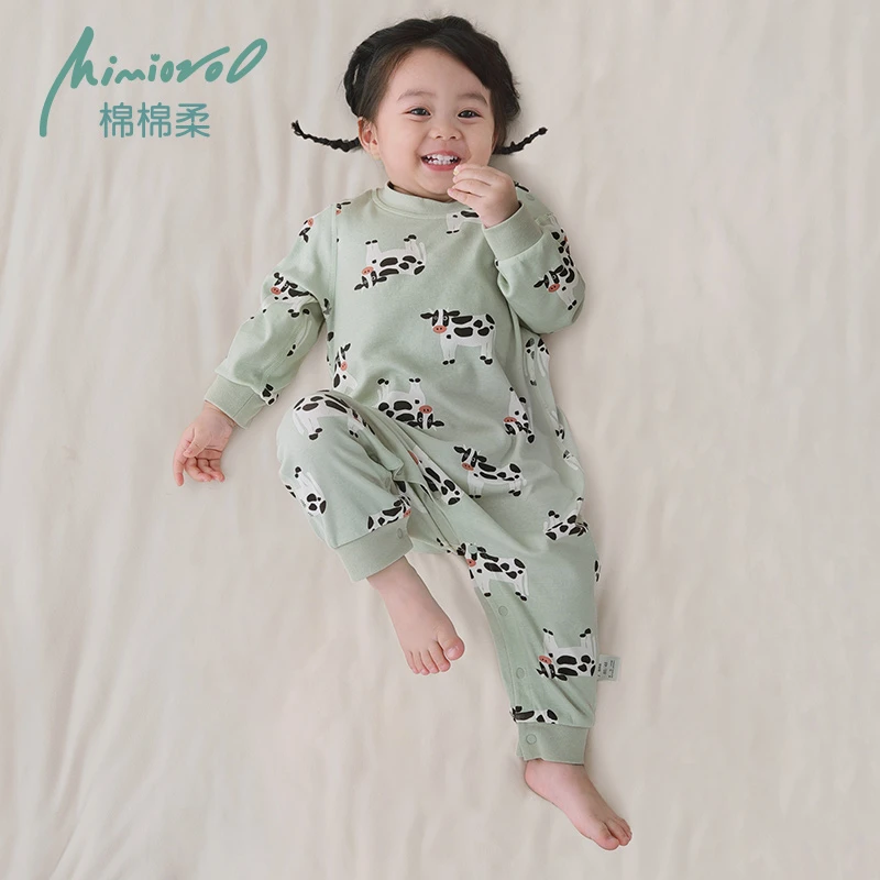 宝宝连体衣服春秋儿童睡衣纯棉男童睡袋女孩家居服四季薄款1-3岁2