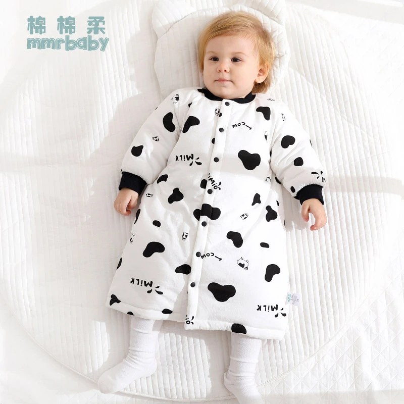 宝宝睡袍秋冬婴儿睡衣冬季加厚夹棉加绒纯棉婴幼儿小童防踢被睡袋