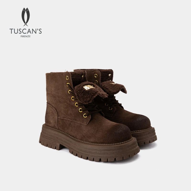 TUSCAN'S百搭女款通勤靴子休闲复古厚底马丁靴TS时代双鱼