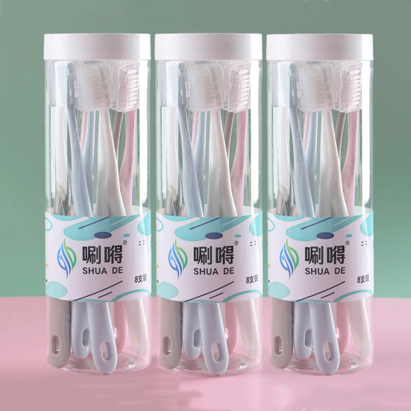 桶装马卡龙牙刷成人家用高档软毛细毛小头学生情侣家庭装旅行便携