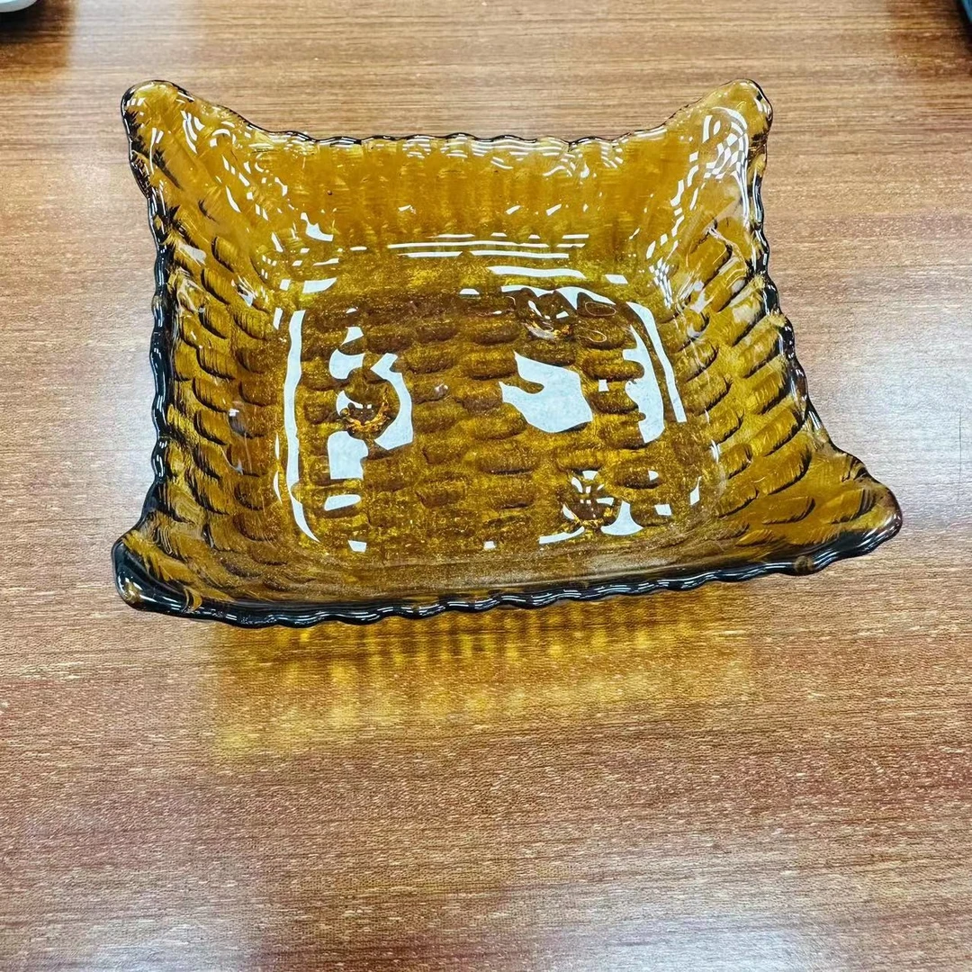 深琥珀色长方蘸料碟小菜碟四只