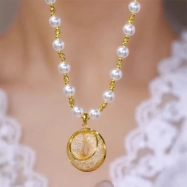 钛钢项链 复古金丝网状项链新潮时尚气质高级感圆圈锁骨链颈链