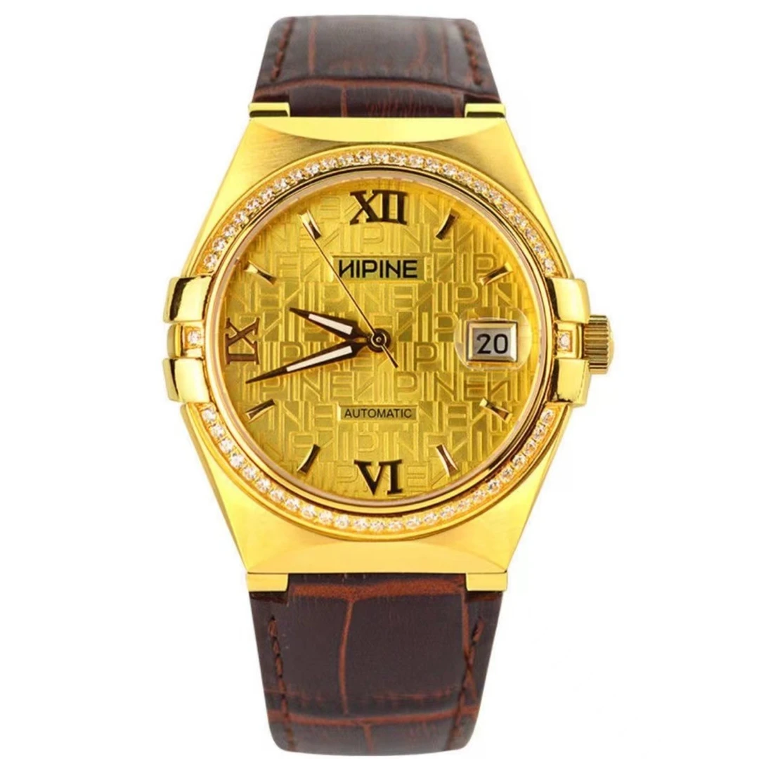 【2024新款上市】圆形金表黄金男士腕表高端进口全自动机械手表