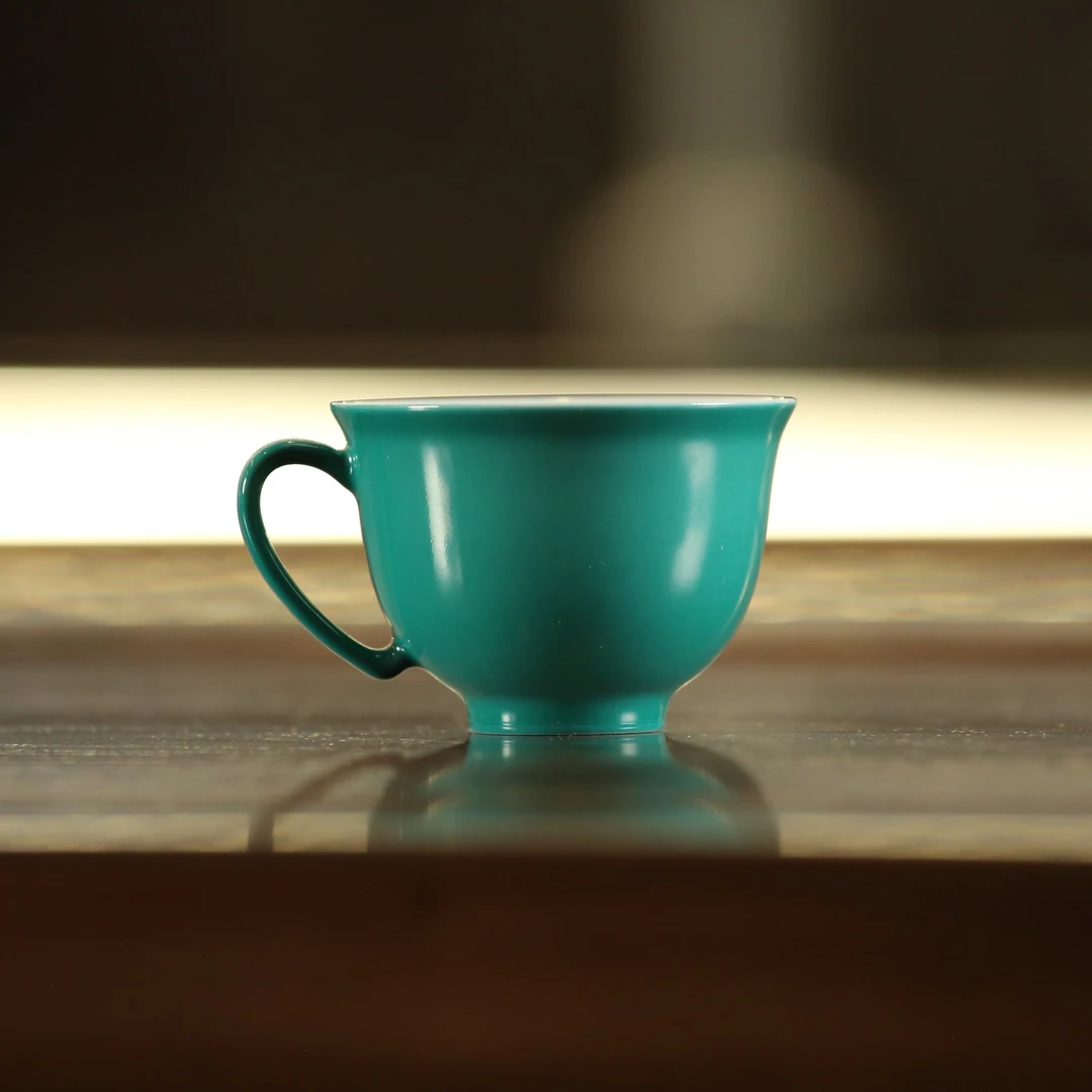 文心摹古 松石绿小把杯