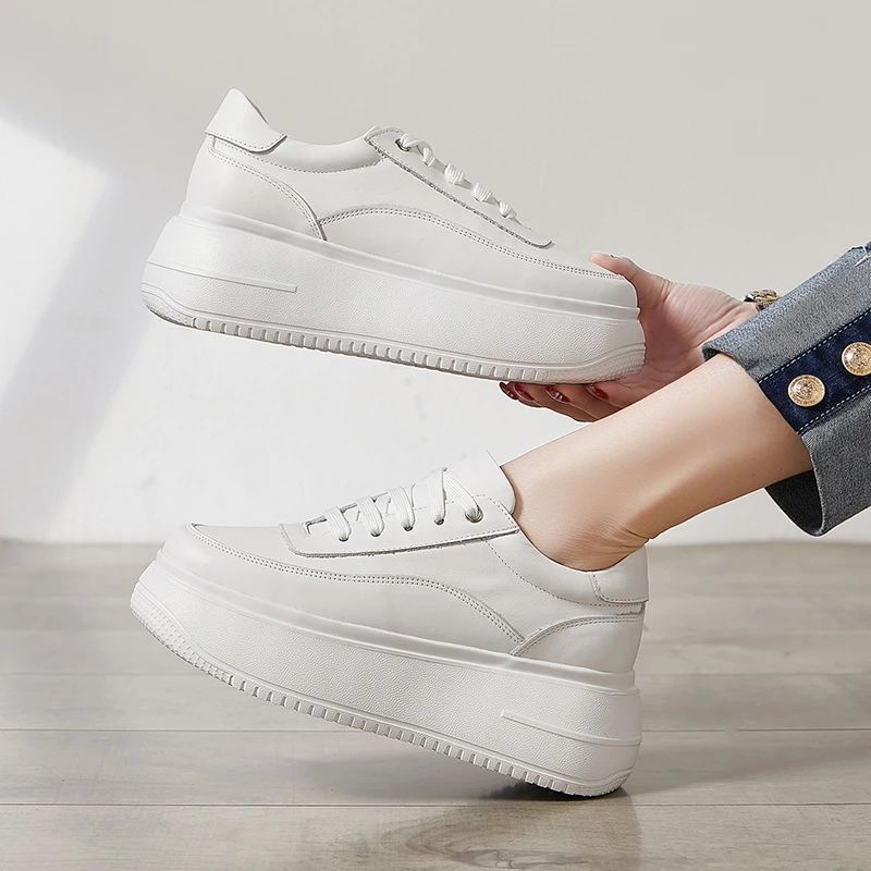 厚底增高小白鞋学生百搭韩版ins时尚板鞋全真皮透气舒适休闲女鞋