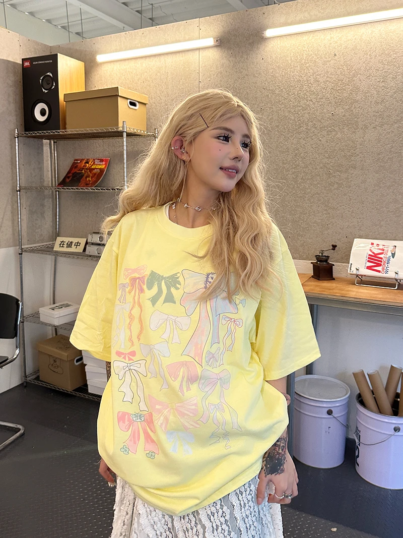 Sixminu小蚊子美式可爱情侣T恤印花短袖女休闲宽松上衣女圆领潮