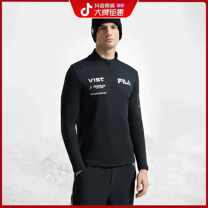 Fila/斐乐冬季新款男士修身户外运动立领针织长袖上衣A11M446203F