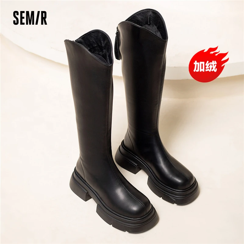 Semir女鞋时装靴女款2025秋冬季爆款加绒高筒靴时尚百搭靴子女鞋