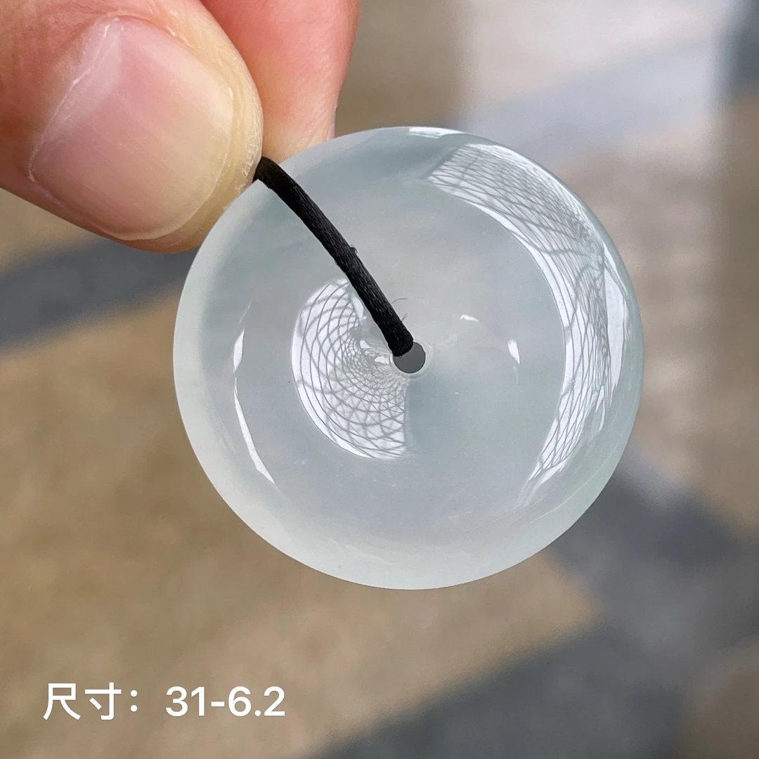 冰种起光起胶翡翠平安扣挂坠项链吊坠