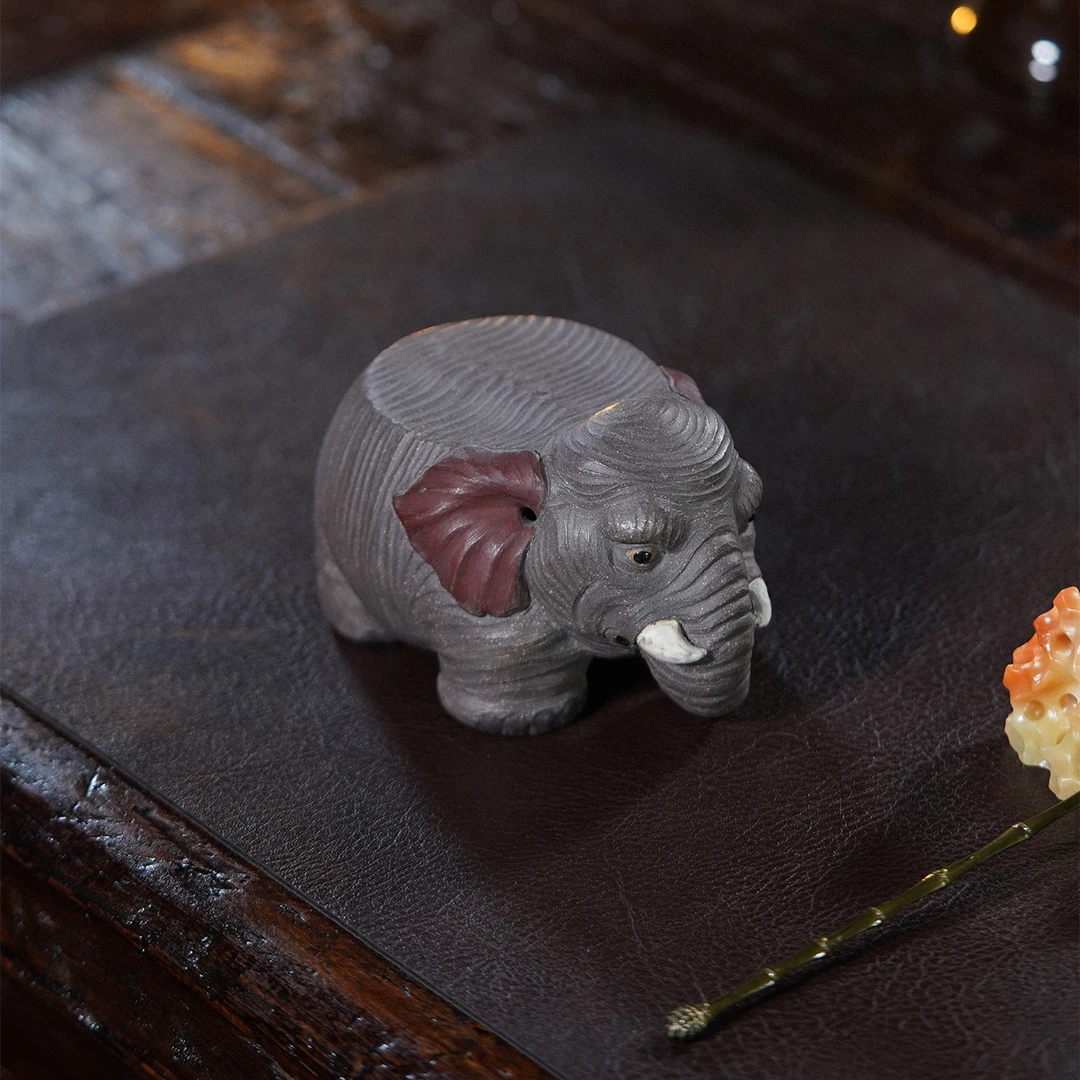 子夜高端茶宠壶承盖置吉象手工雕塑摆件好寓意礼品