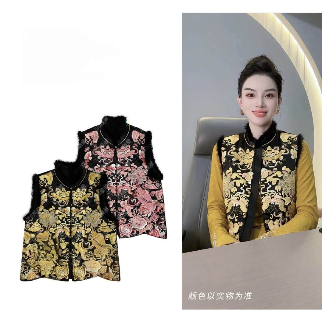 【龙腾四海】新中式国风重工刺绣加棉马夹时尚百搭秋冬民族风马甲