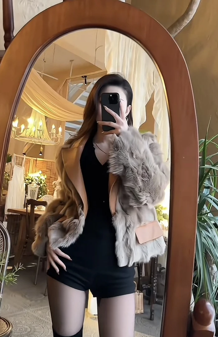 2024年新款外套女韩版西服领狐狸毛百搭冬季气质短款休闲秋冬网红