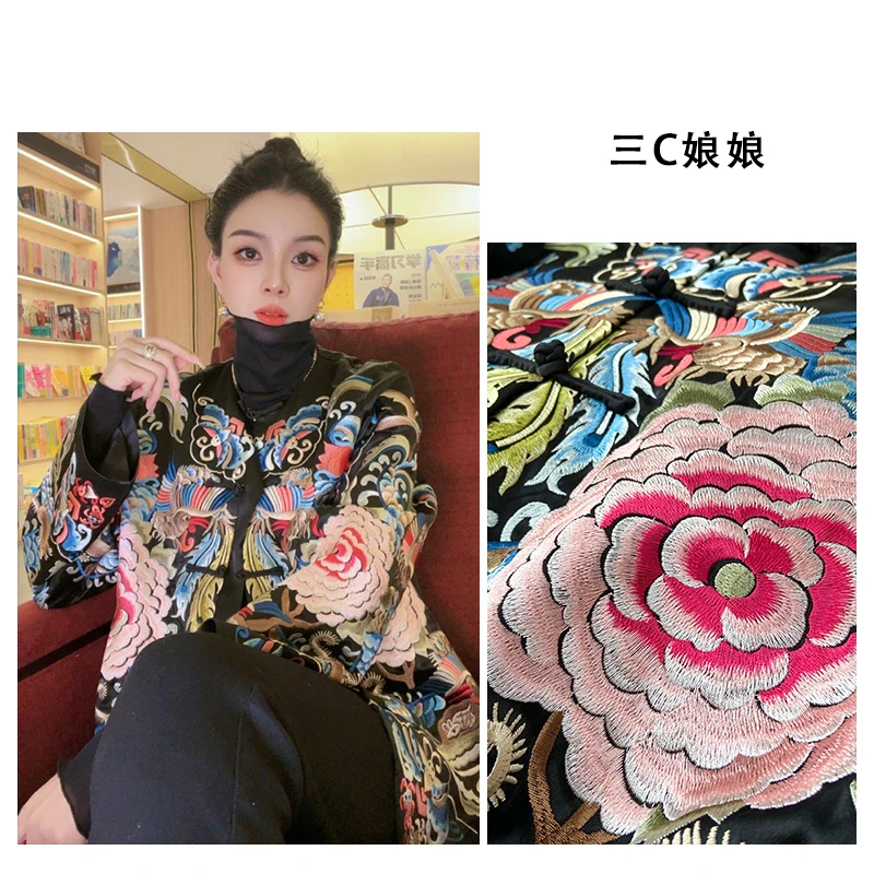 宸嫚三C娘娘3108【出神入化】新中式时尚醋酸重工刺绣圆领百搭外套