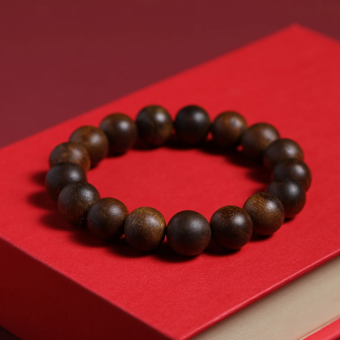 越南窖藏富森红土天然野沉香老料手串规格尺寸1.2文玩单圈手串