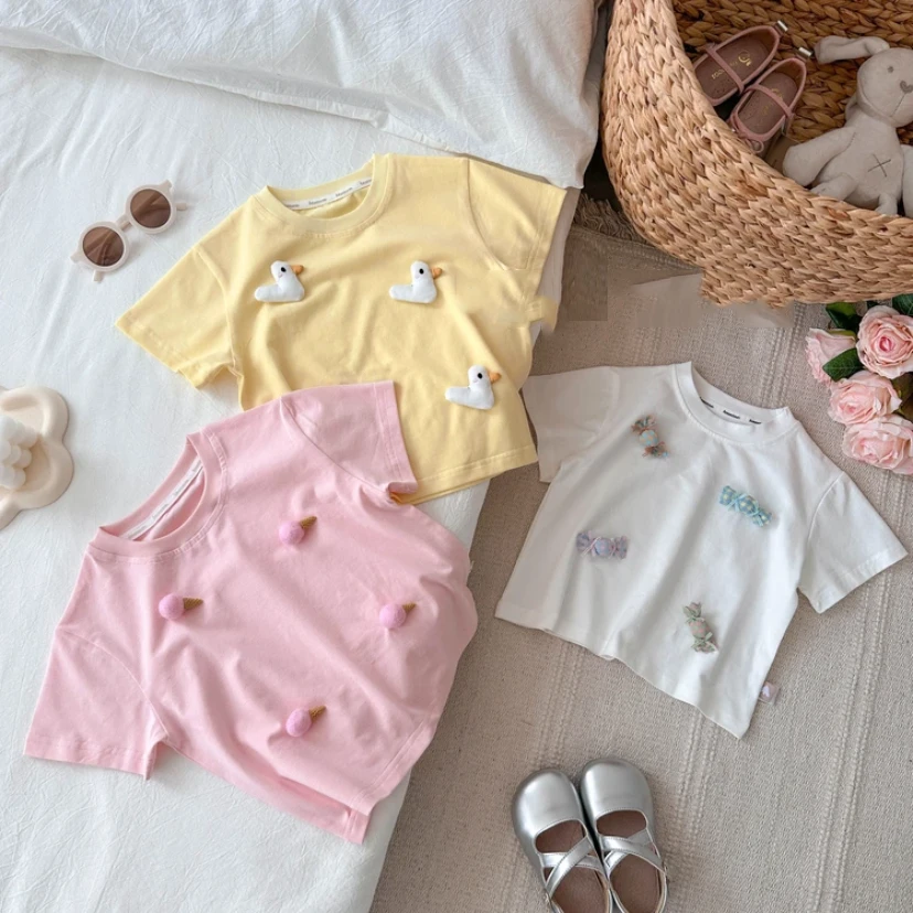 女童夏季新款卡通T恤休闲百搭女宝宝可爱薄款韩版短袖