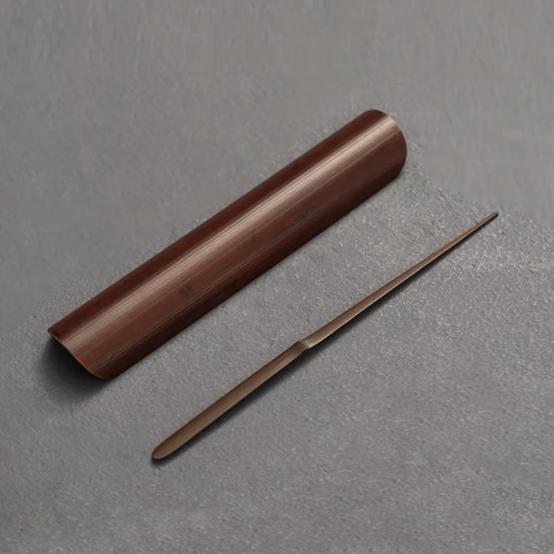 老煤竹茶则两件套茶道六君子茶针赏茶荷茶铲茶拨功夫配件民间老料