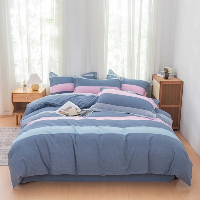 条纹【2024新款】A类色织全棉床上用品四件套简约时尚条纹洋气百搭