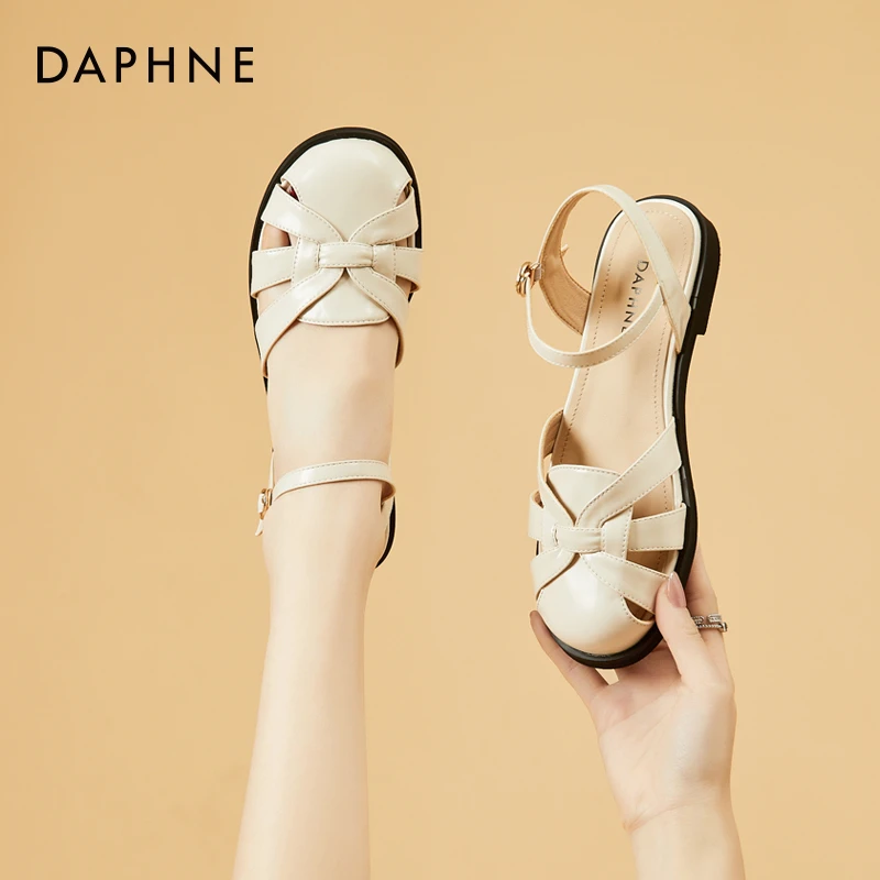 达芙妮软底罗马凉鞋女夏季2025爆款外穿包头平底编织女鞋法式凉鞋