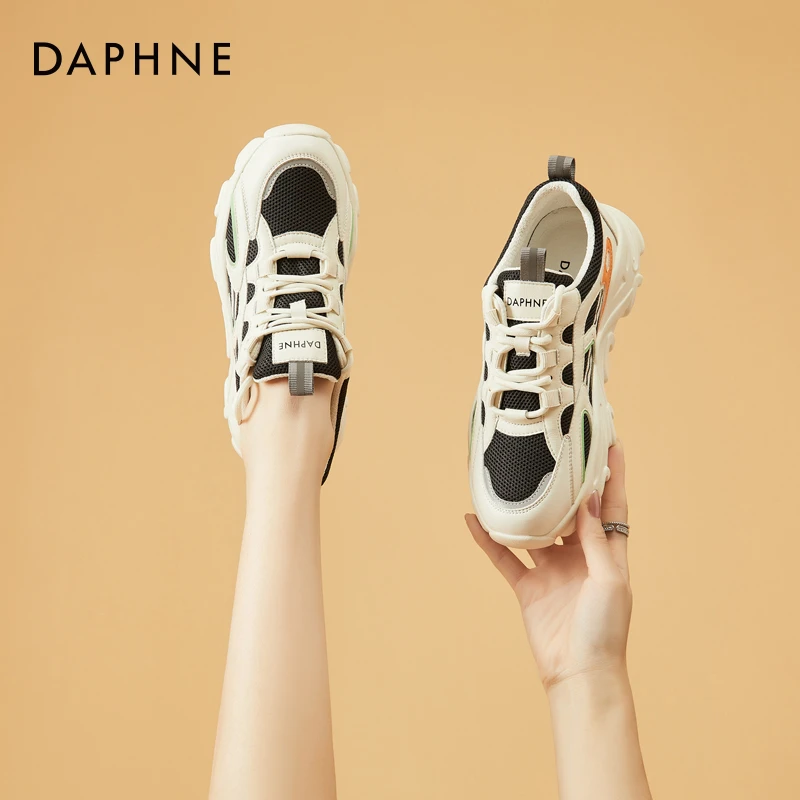 达芙妮厚底增高老爹鞋女款2025舒适春季百搭小白鞋透气休闲运动鞋
