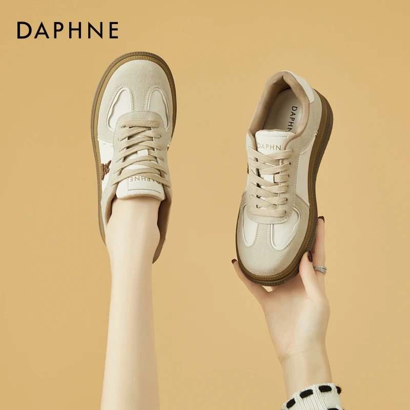 达芙妮爆款复古厚底德训鞋2023年秋季新款板单鞋原版英训鞋女