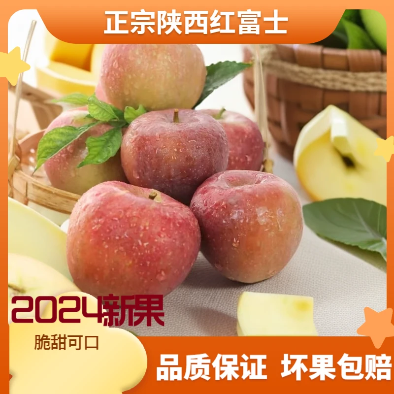 陕西红富士苹果脆甜爽口新鲜采摘产地直发坏果包赔带箱9.5-10斤