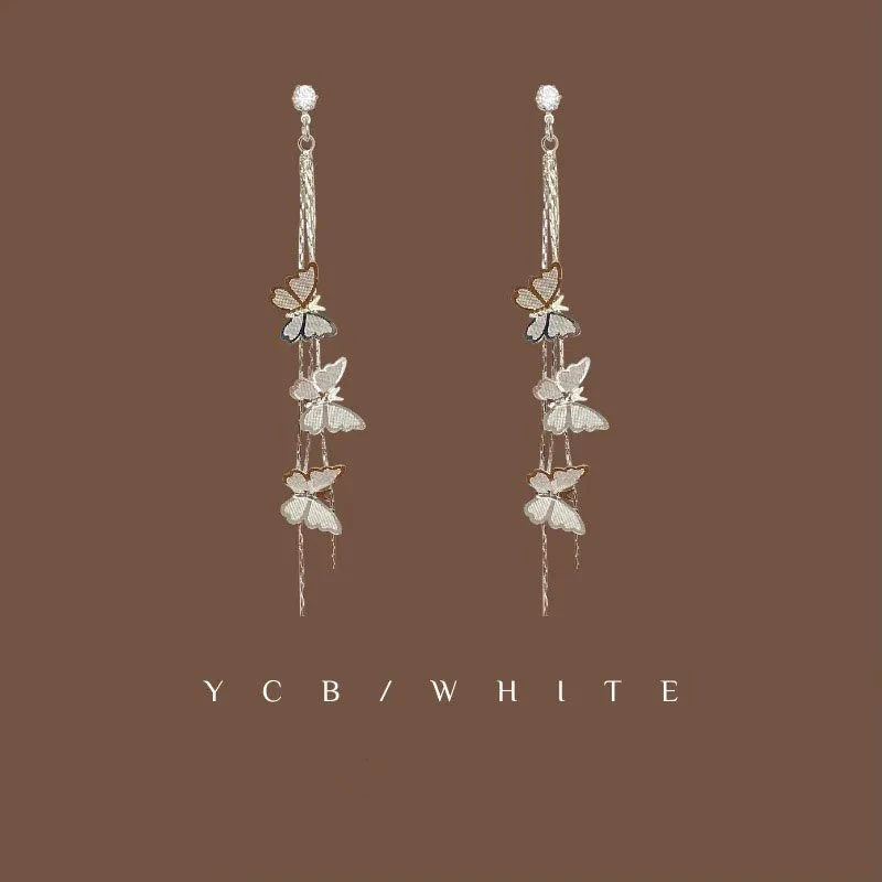 合金耳饰 「梦游爱丽丝」耳夹无耳洞温柔气质显小流苏蝴蝶小众设计