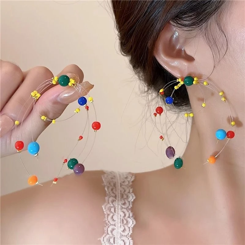 合金耳饰 秋冬彩色绚烂烟火耳环女小众个性独特夸张多巴胺耳坠
