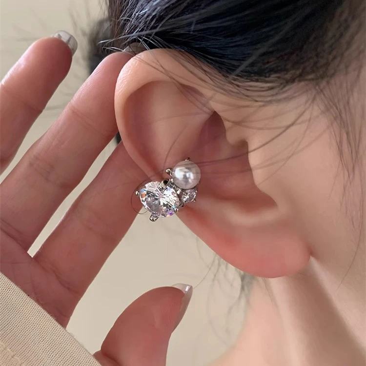 合金耳饰 「星河流光」耳夹无耳洞耳饰女2024新款锆石轻奢耳骨夹