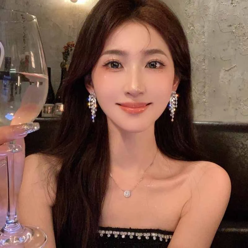 合金耳饰 闪钻流苏轻奢耳环女韩国网红气质高级感ins耳饰新款爆款