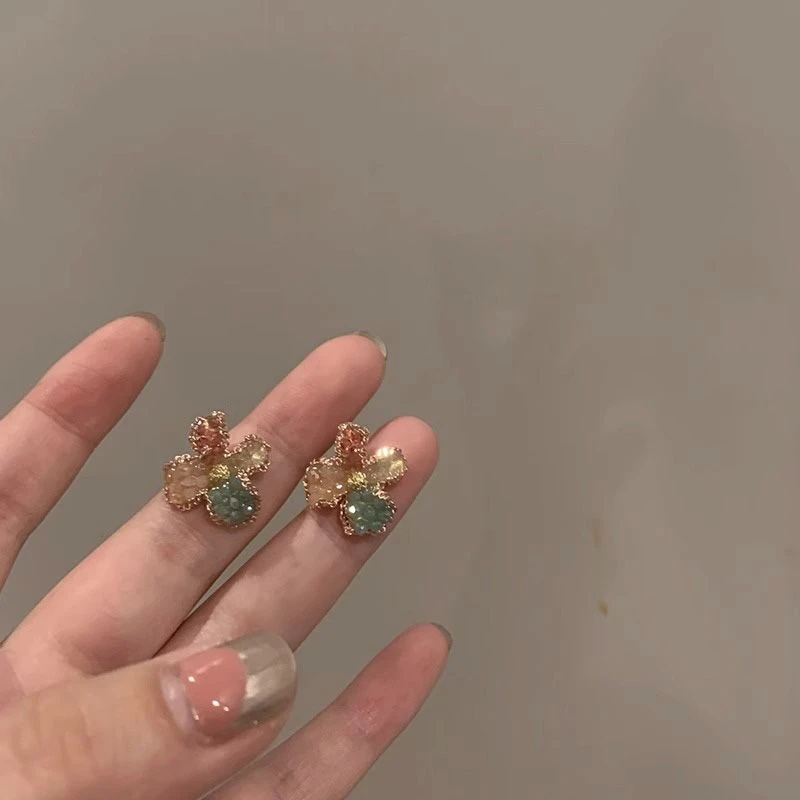 合金耳饰 适合夏天戴的复古花朵耳环小众设计感高级冷性风气质