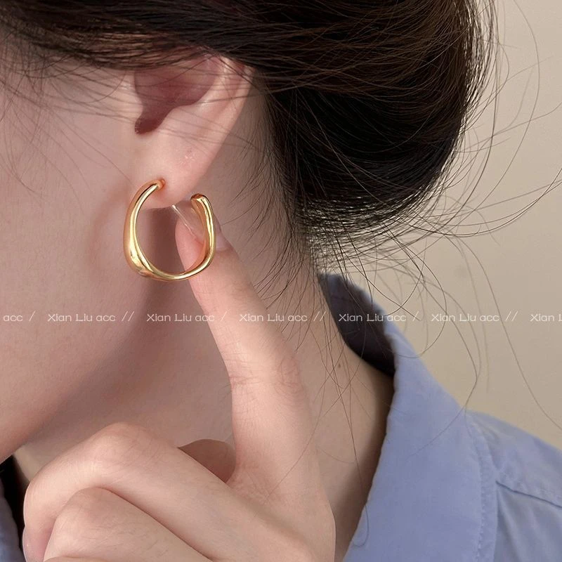 合金耳饰 百搭金属素圈耳环女高级感气质复古小众独特耳钉耳饰