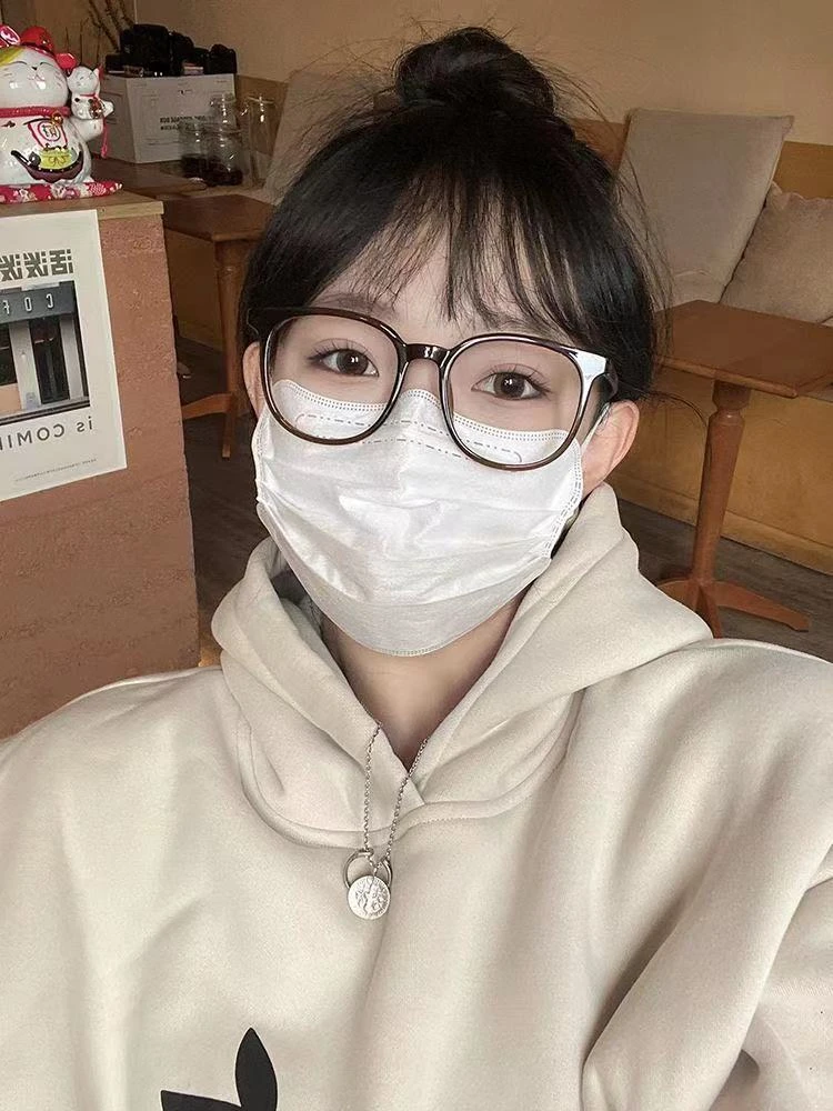 早八素颜新款冷茶色温柔眼镜框女纯欲氛围感显白防蓝光可配高度数