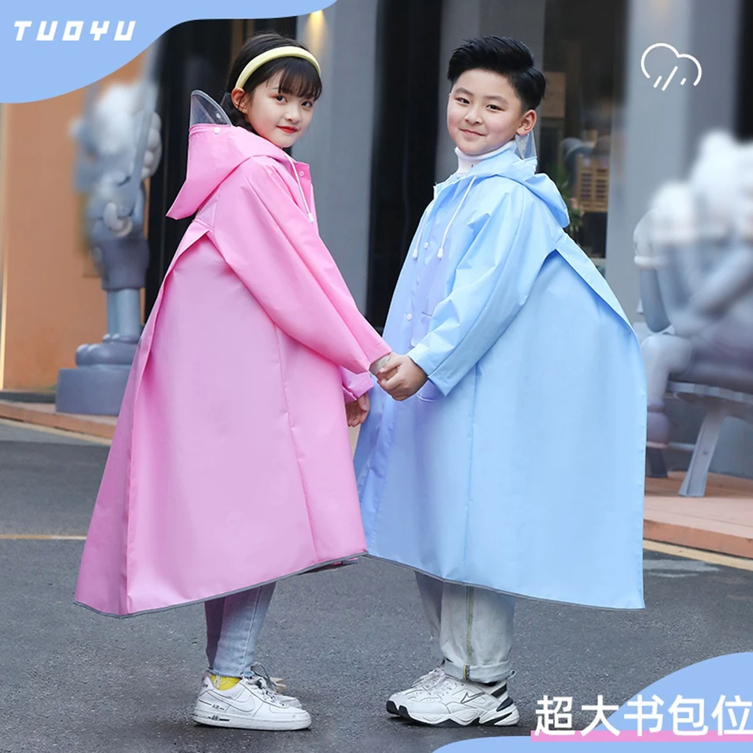 儿童雨衣上学专用男大童初中小学生女长款全身防暴雨带书包位雨披