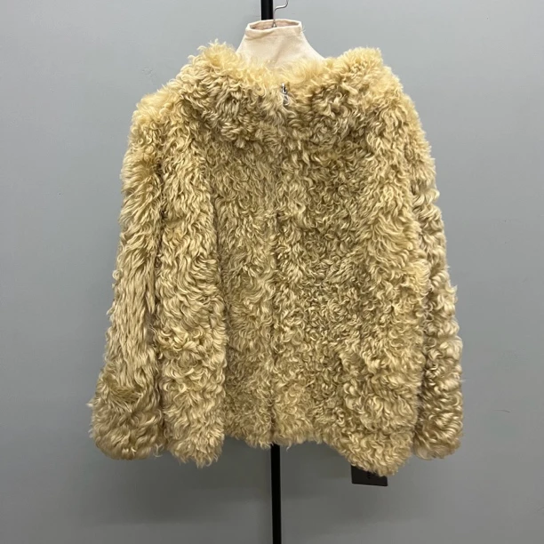 女款托卡羊毛羊皮皮毛一体外套