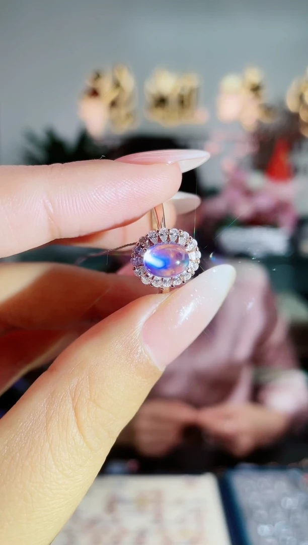 【闪购商品】月光石戒指银S925镶嵌戒指