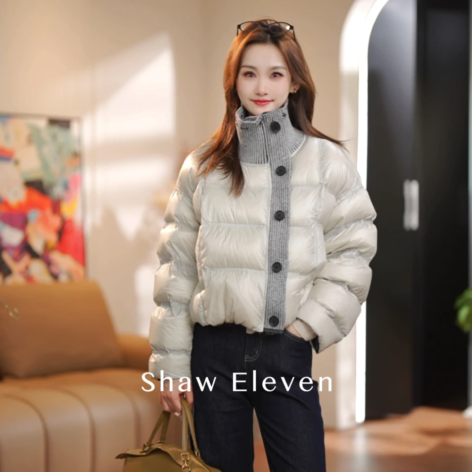 【ShawEleven】90白鹅绒 设计感针织领拼接假两件鹅绒服 JYYRRY8855