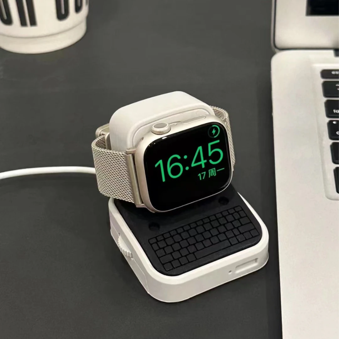 适用苹果S9硅胶充电支架iWatch8创意复古电脑底座AppleWatch通用
