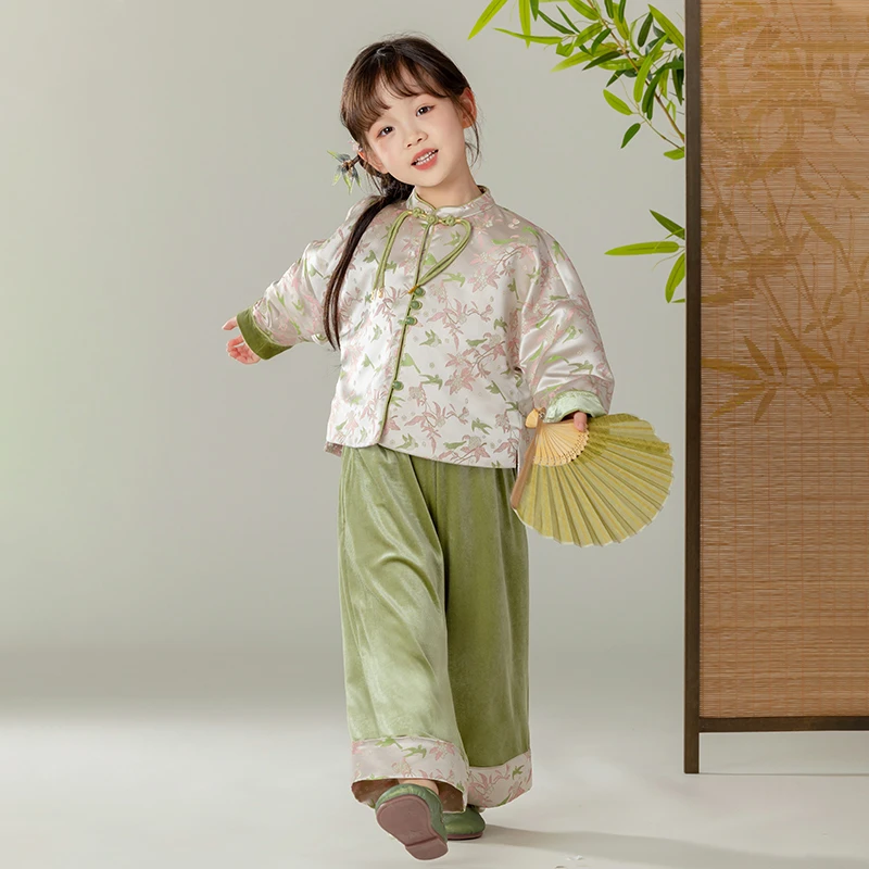 萌乎【清聆】2024秋季新款儿童新中式国风长袖女童汉服套装243752